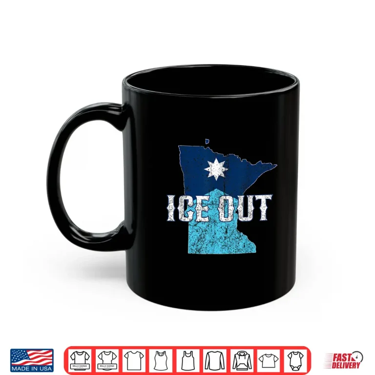 Mug Vintage Ice Out Of Mn Minnesota Flag And Map Distressed Shirt