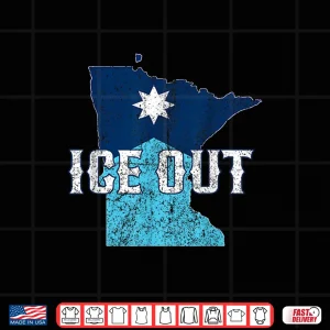 Design Vintage Ice Out Of Mn Minnesota Flag And Map Distressed Shirt