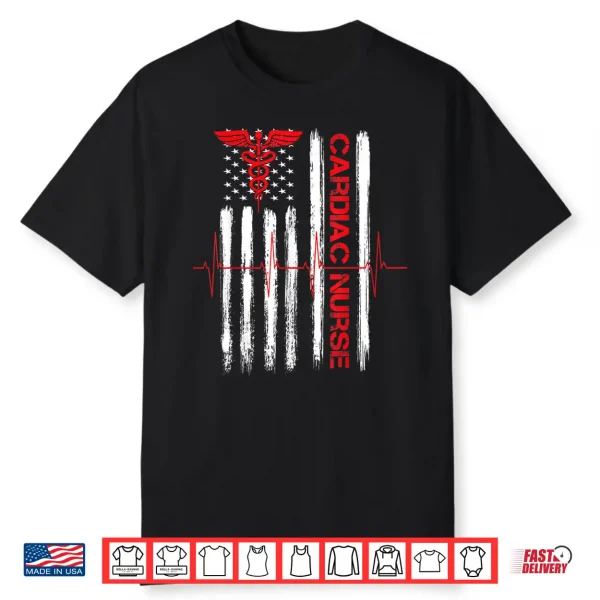 Cardiac Nurse American Flag Patriotic Registered Nurse Gift Shirt