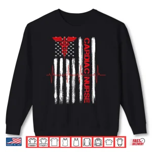 Sweatshirt Cardiac Nurse American Flag Patriotic Registered Nurse Gift Shirt