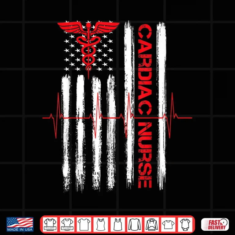 Design Cardiac Nurse American Flag Patriotic Registered Nurse Gift Shirt
