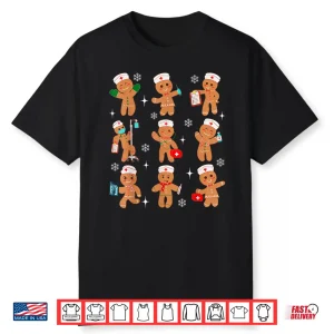 Cute Nurse Gingerbread Christmas Healthcare Workers Nursing Shirt