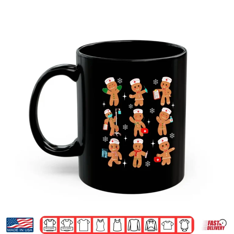 Mug Cute Nurse Gingerbread Christmas Healthcare Workers Nursing Shirt