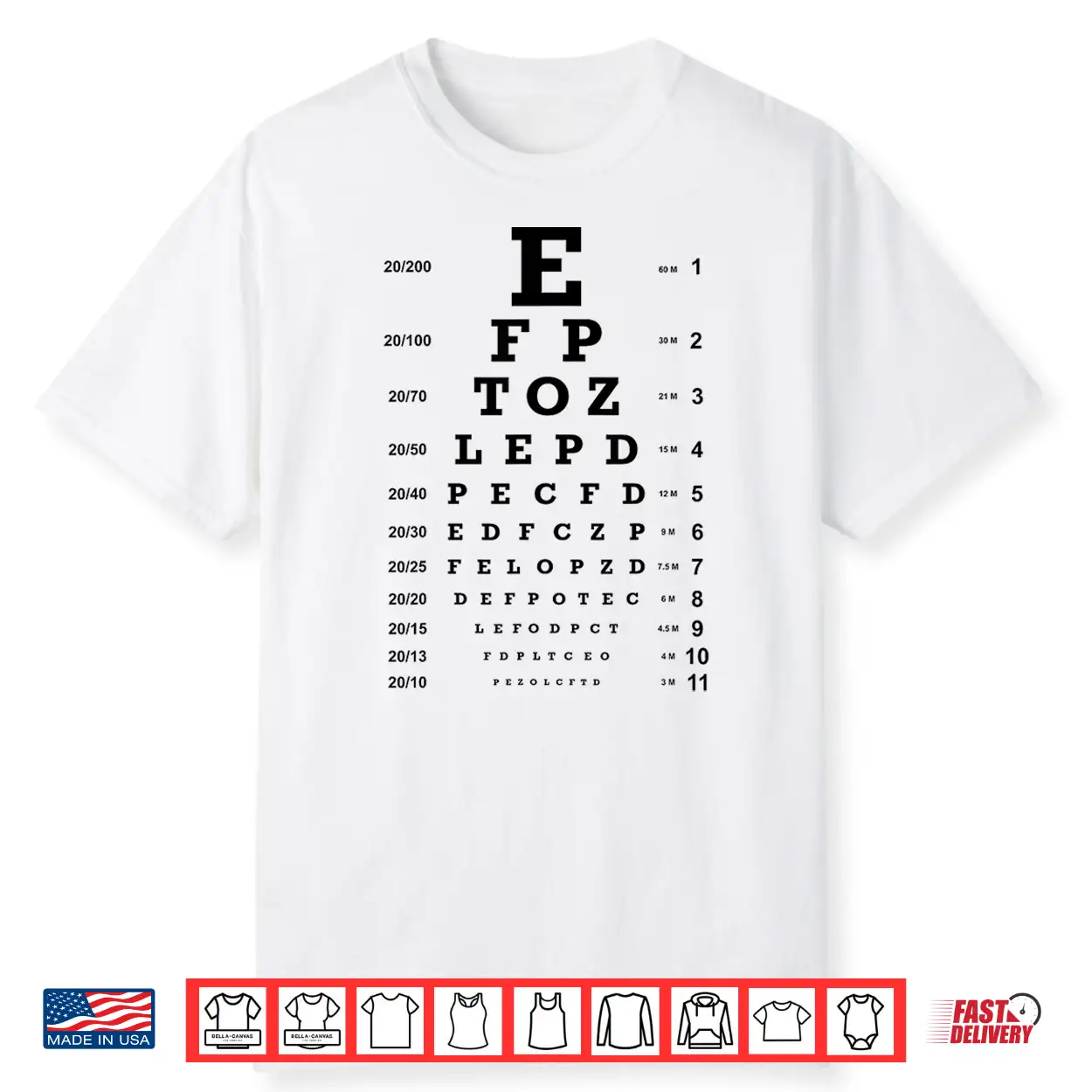 Optometry Eye Chart Vision Test For Eye Doctors Shirt Optometry Eye Chart Vision Test For Eye Doctors Shirt