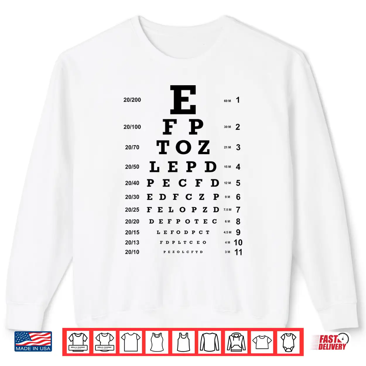 Optometry Eye Chart Vision Test For Eye Doctors Shirt Optometry Eye Chart Vision Test For Eye Doctors Shirt
