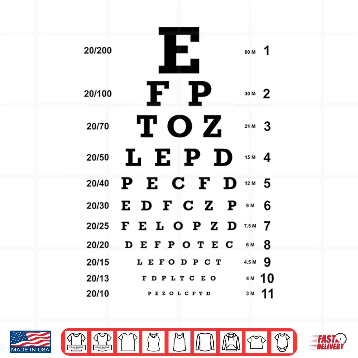 Optometry Eye Chart Vision Test For Eye Doctors Shirt Optometry Eye Chart Vision Test For Eye Doctors Shirt