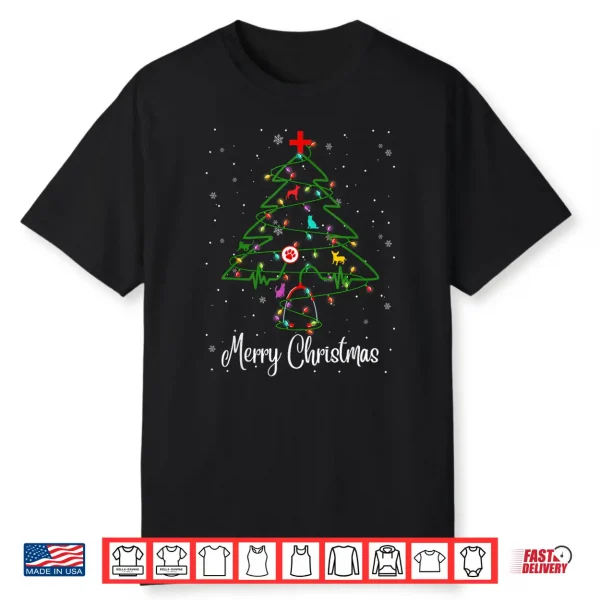 Vet Tech Veterinarian Christmas Tree Merry Christmas Pajamas Shirt