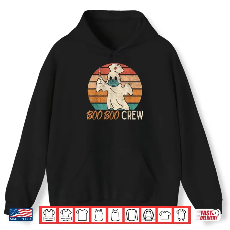 Hoodie Boo Boo Crew Ghost Nurse Halloween Costume Nurses Rn Vintage Shirt