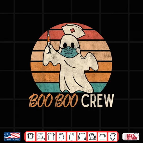 Design Boo Boo Crew Ghost Nurse Halloween Costume Nurses Rn Vintage Shirt