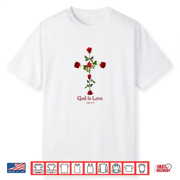 Gothic Dark Roses Cross With Love Verse Shirt