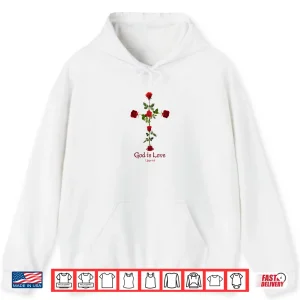 Hoodie Gothic Dark Roses Cross With Love Verse Shirt