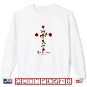 Sweatshirt Gothic Dark Roses Cross With Love Verse Shirt