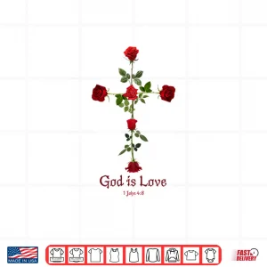 Design Gothic Dark Roses Cross With Love Verse Shirt