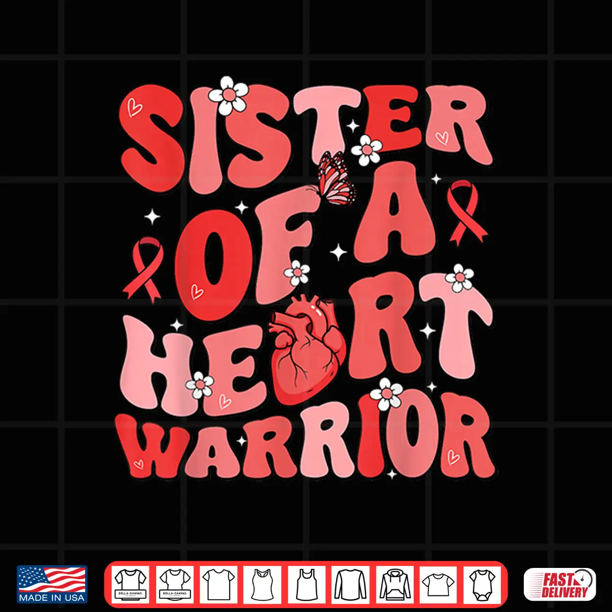 Sister Of A Heart Warrior Heart Disease Awareness Chd Go Red Shirt Sister Of A Heart Warrior Heart Disease Awareness Chd Go Red Shirt