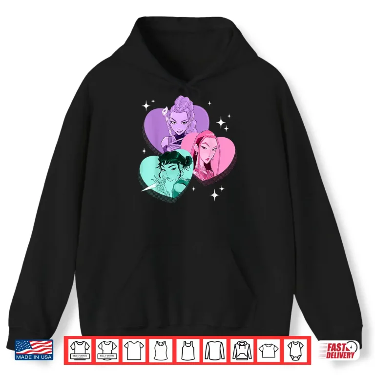 Hoodie Kpop Demon Hunters Huntrix Heart Frame Zoey Rumi And Mira Shirt