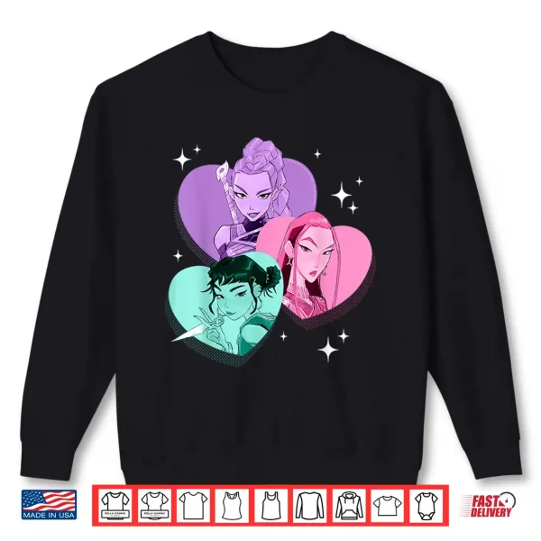 Sweatshirt Kpop Demon Hunters Huntrix Heart Frame Zoey Rumi And Mira Shirt