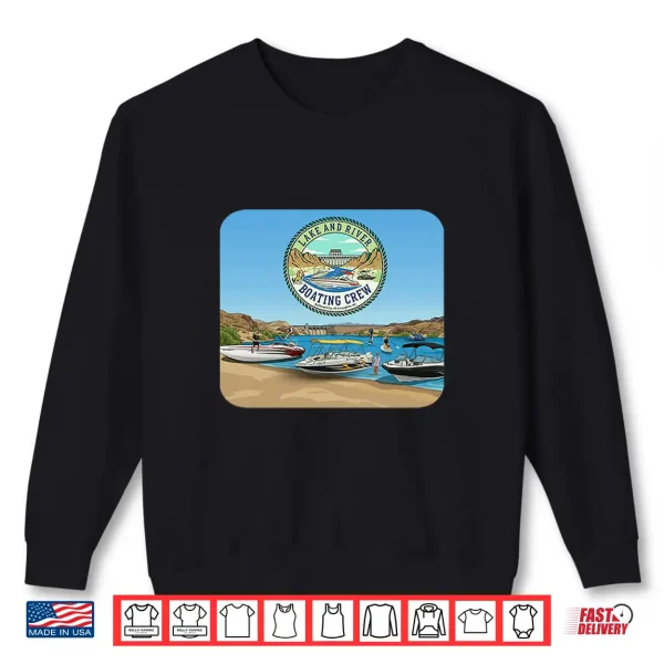 Sweatshirt River And Lake Boating Crew With Boats Jet Ski E Foil Shirt