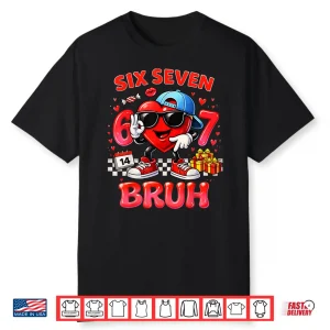 Six Seven Bruh Heart 67 Meme Valentines Day Kids Boys Youth Shirt