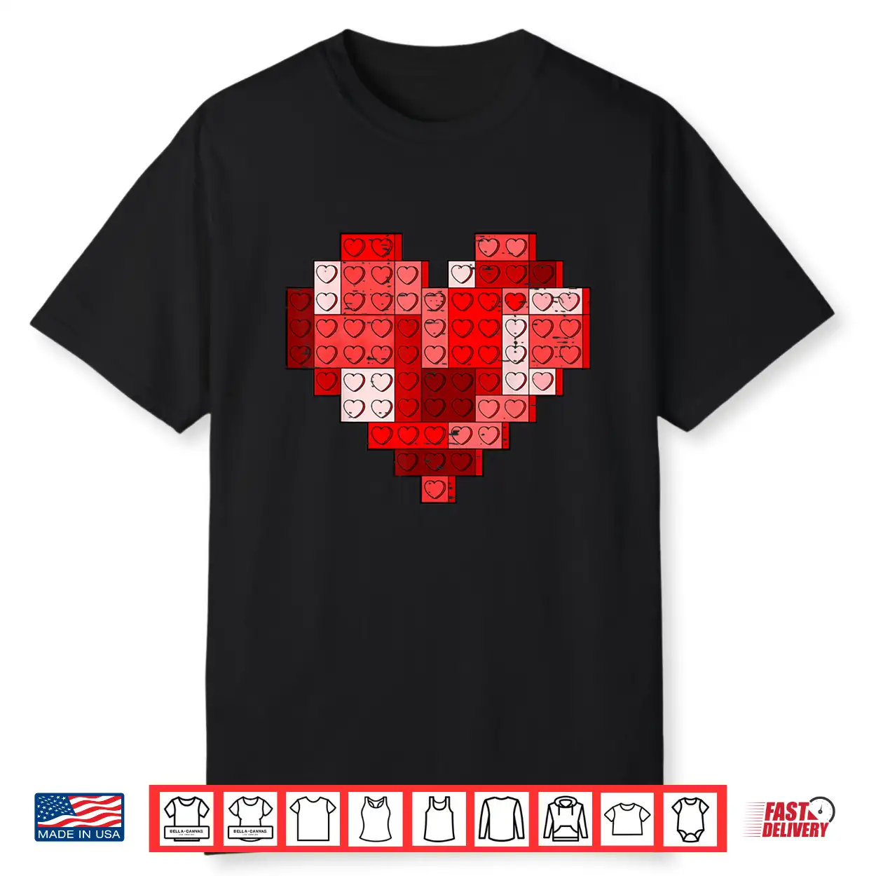 Valentines Day Heart Building Blocks Bricks Boys Kid Toddler Shirt Valentines Day Heart Building Blocks Bricks Boys Kid Toddler Shirt