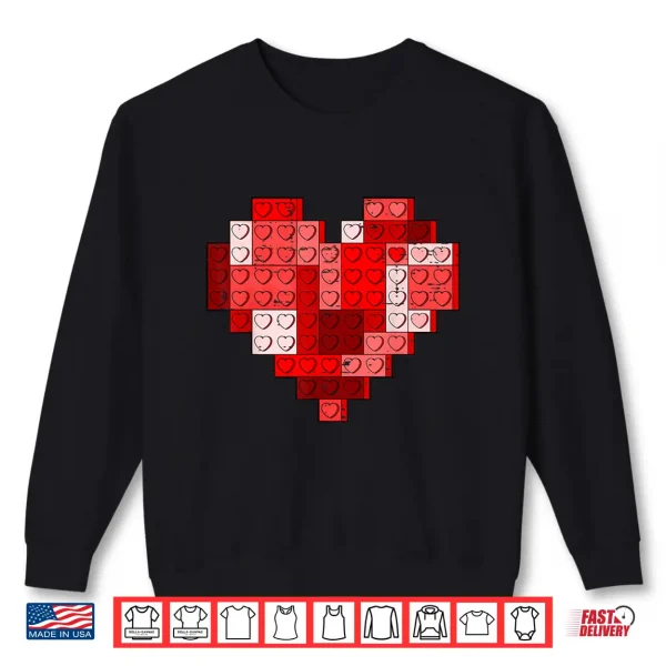 Valentines Day Heart Building Blocks Bricks Boys Kid Toddler Shirt 2 Sweatshirt Valentines Day Heart Building Blocks Bricks Boys Kid Toddler Shirt