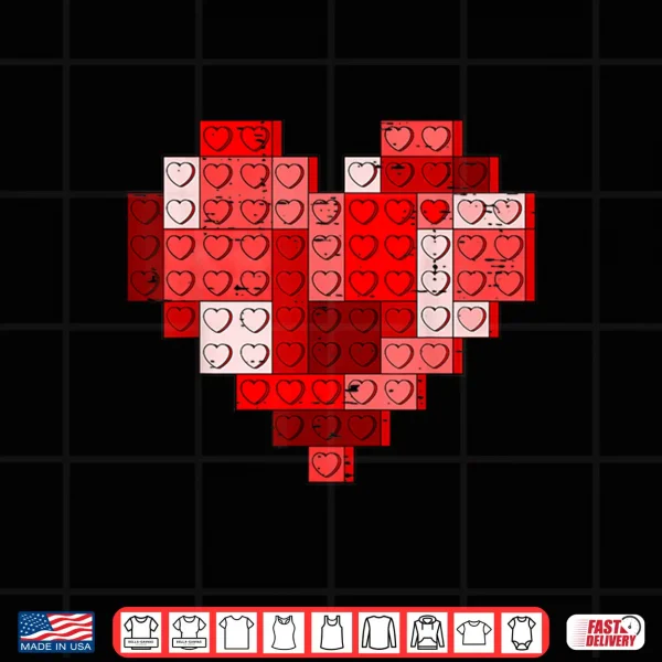 Valentines Day Heart Building Blocks Bricks Boys Kid Toddler Shirt 4 Design Valentines Day Heart Building Blocks Bricks Boys Kid Toddler Shirt