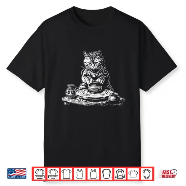 Vintage Retro Cat Pottery Funny Shirt