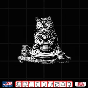 Design Vintage Retro Cat Pottery Funny Shirt