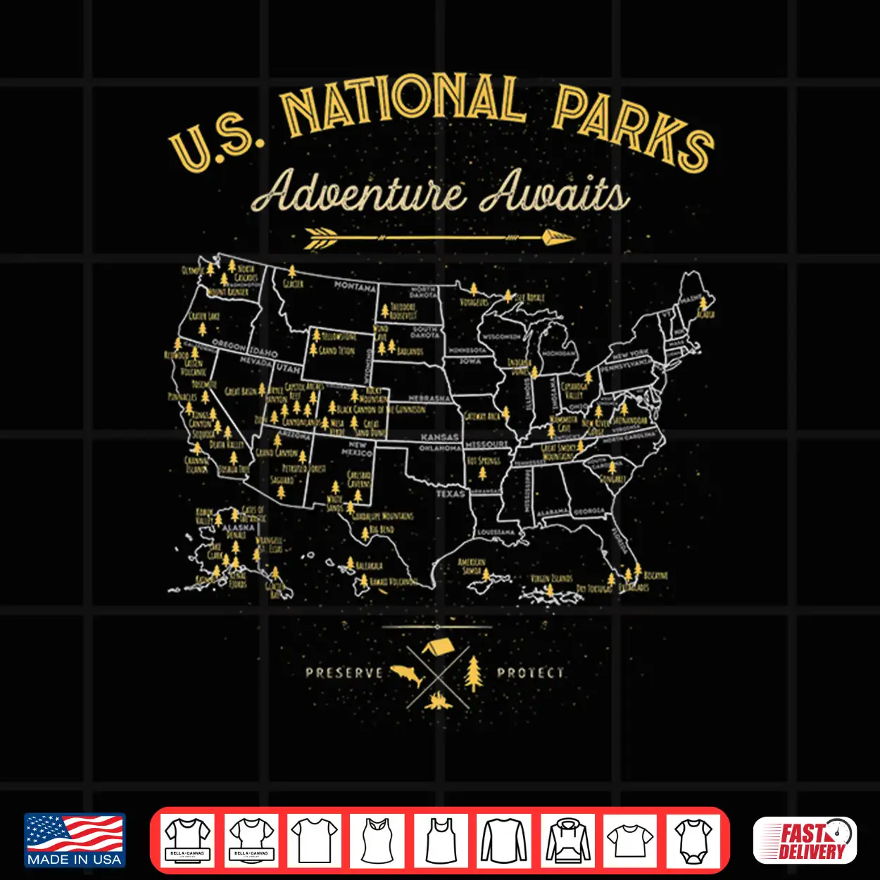 63 National Parks Map Us Park Retro Vintage Camping Hiking Shirt 63 National Parks Map Us Park Retro Vintage Camping Hiking Shirt