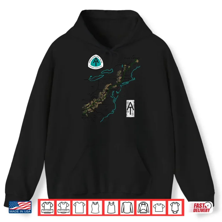 Hoodie At Logo Appalachian Trail Hiking Map Shirt
