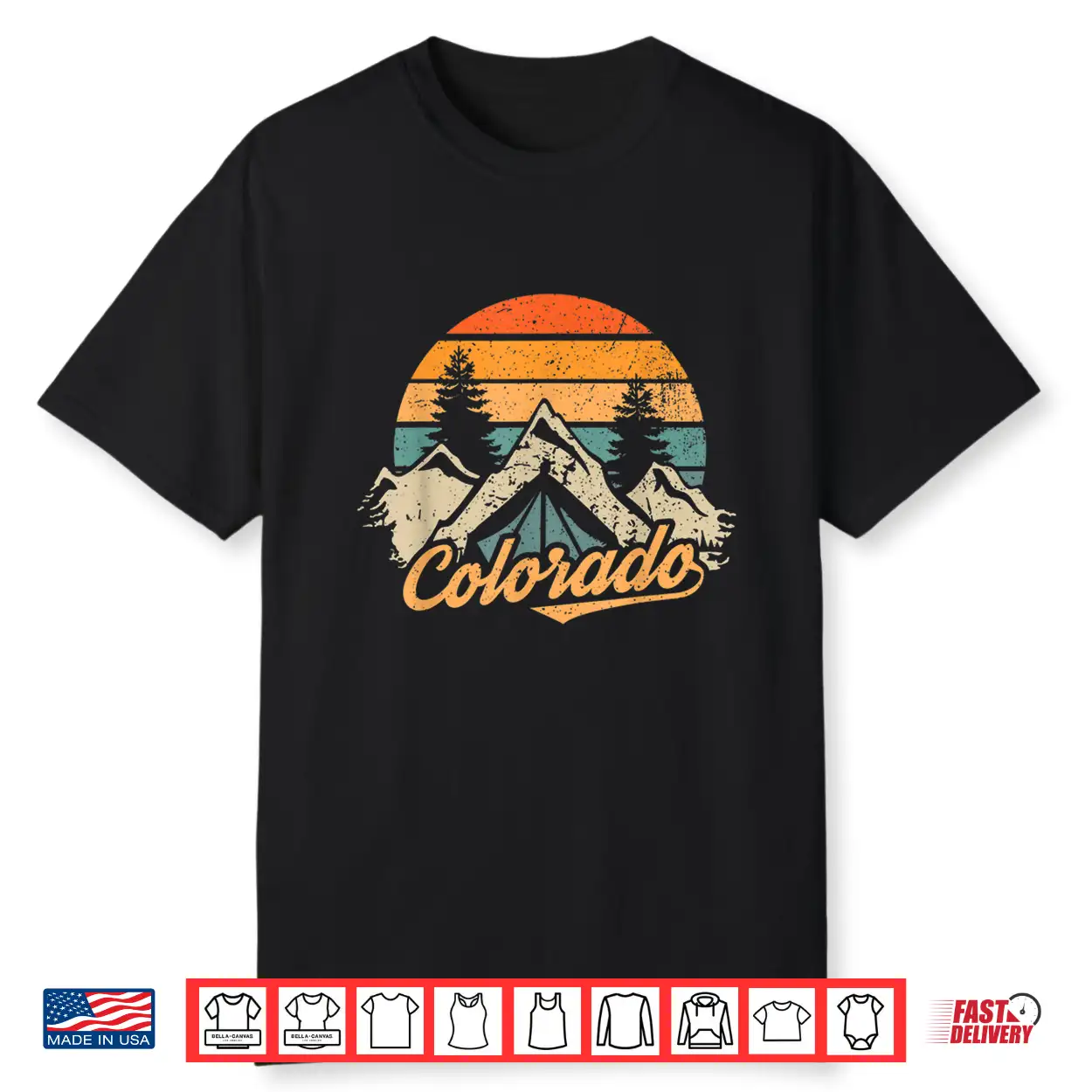 Colorado Tee Retro Vintage Mountains Nature Hiking Camping Shirt