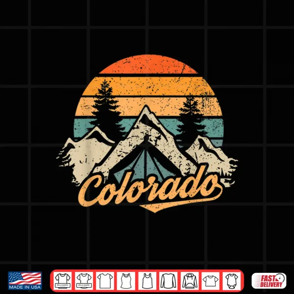 Design Colorado Tee Retro Vintage Mountains Nature Hiking Camping Shirt