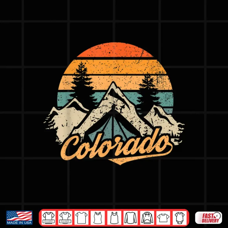 Design Colorado Tee Retro Vintage Mountains Nature Hiking Camping Shirt
