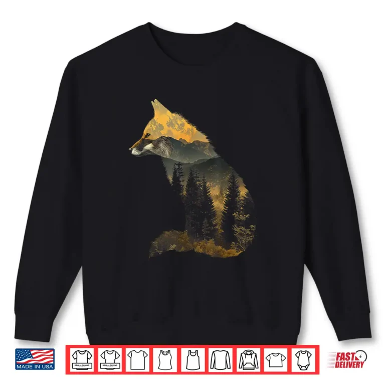 Sweatshirt Fox Forest Nature Lover Mountains Hiking Camping Bushcraft Shirt