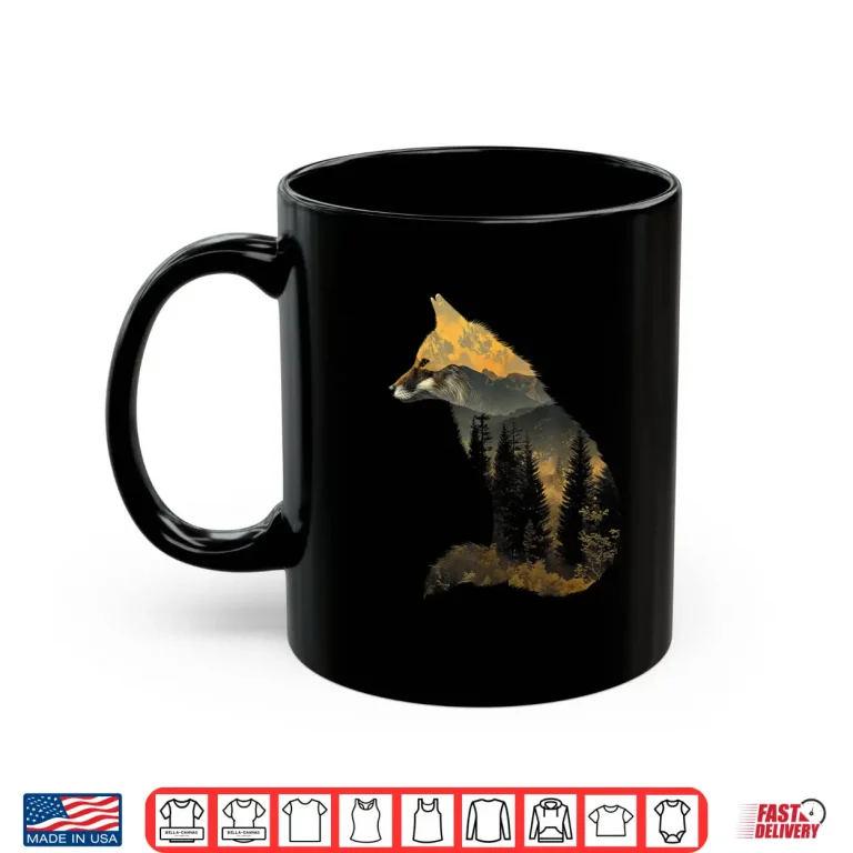 Mug Fox Forest Nature Lover Mountains Hiking Camping Bushcraft Shirt