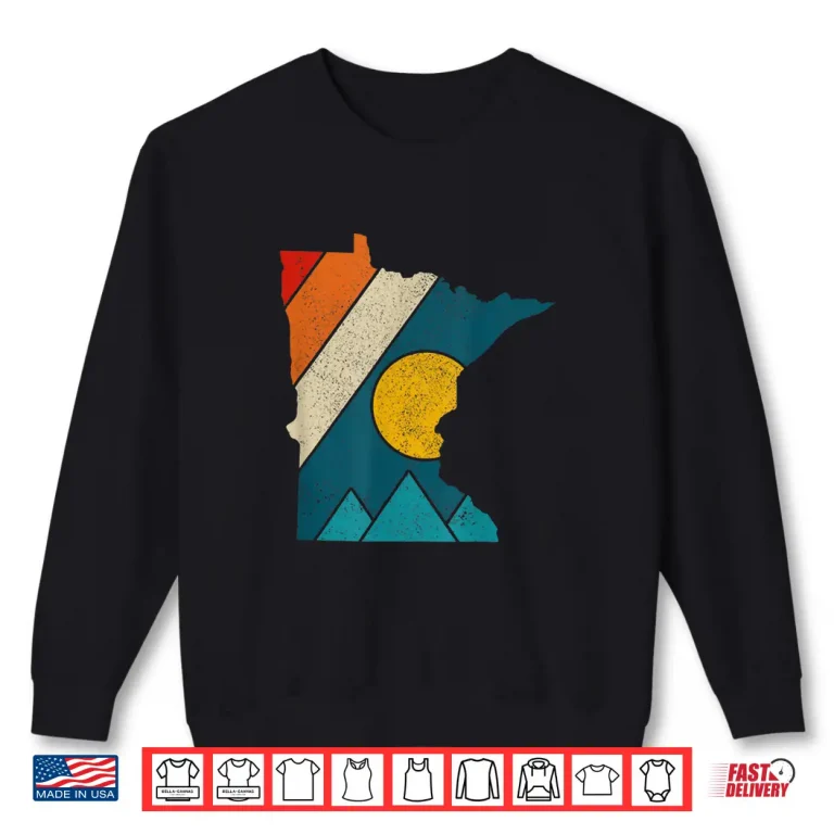 Sweatshirt Minnesota Vintage State Map Mountains Hiking Pride Gift Shirt