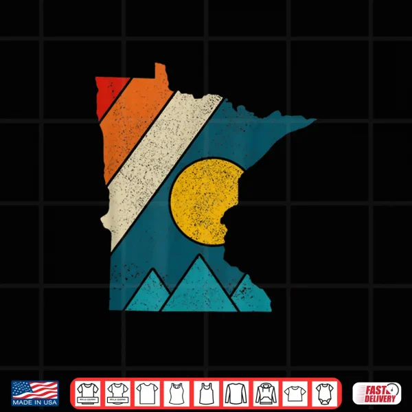 Design Minnesota Vintage State Map Mountains Hiking Pride Gift Shirt