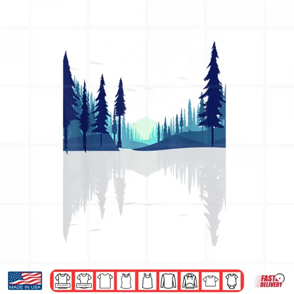 Design Moonlight Mountains Nature Trees Wildlife Forest Hiking Shirt