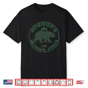 National Parks Bear Hiking Travel Camping Outdoors Retro Usa Shirt