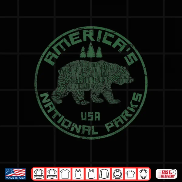 Design National Parks Bear Hiking Travel Camping Outdoors Retro Usa Shirt