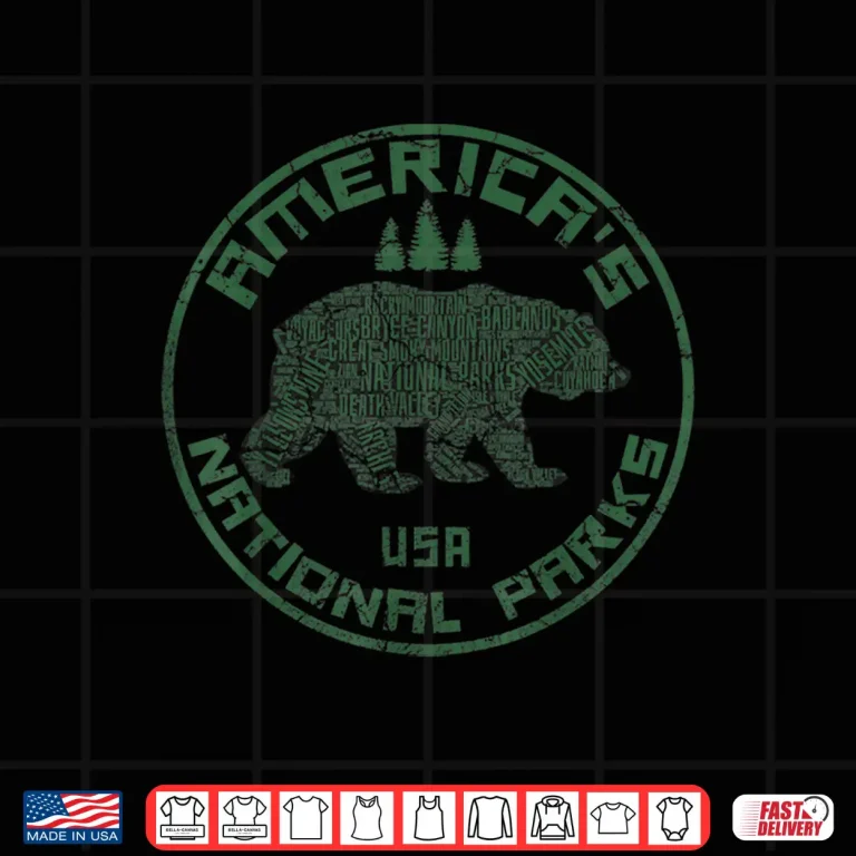 Design National Parks Bear Hiking Travel Camping Outdoors Retro Usa Shirt