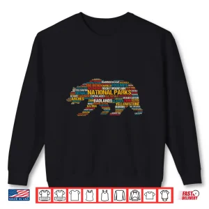 Sweatshirt National Parks Usa List Word Cloud Bear Camping Hiking Shirt