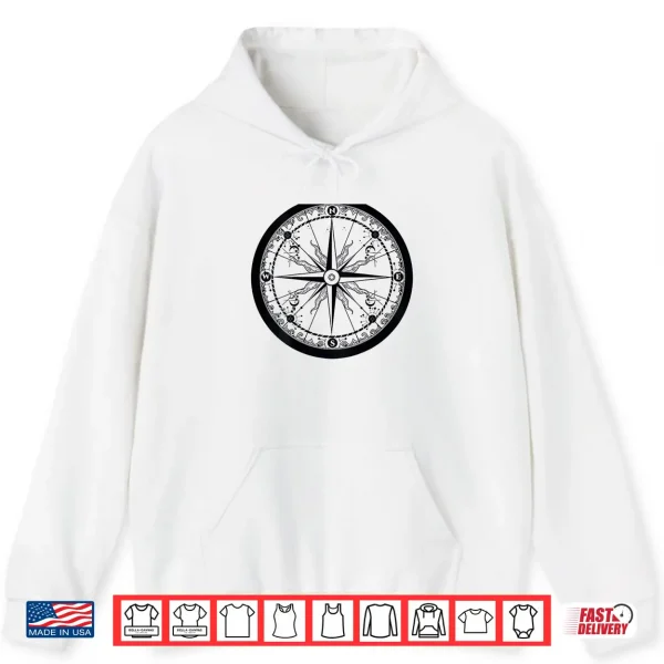 Hoodie On Back Beautiful Compass Sailing Hiking Travel Adventure Shirt