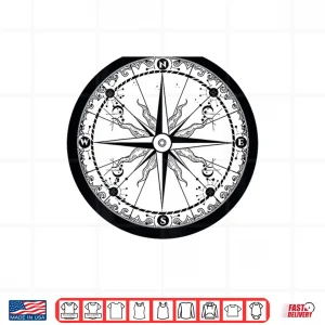 Design On Back Beautiful Compass Sailing Hiking Travel Adventure Shirt