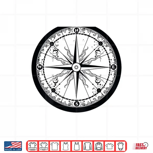 Design On Back Beautiful Compass Sailing Hiking Travel Adventure Shirt