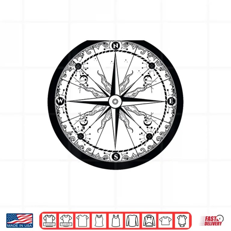 Design On Back Beautiful Compass Sailing Hiking Travel Adventure Shirt