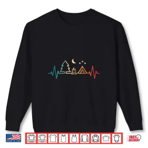 Sweatshirt Retro Camping Outdoor Heartbeat Nature Camper Hiking Shirt