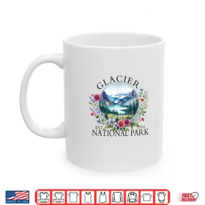 Mug Retro Floral Glacier National Park Hiking Camping Outdoor Shirt
