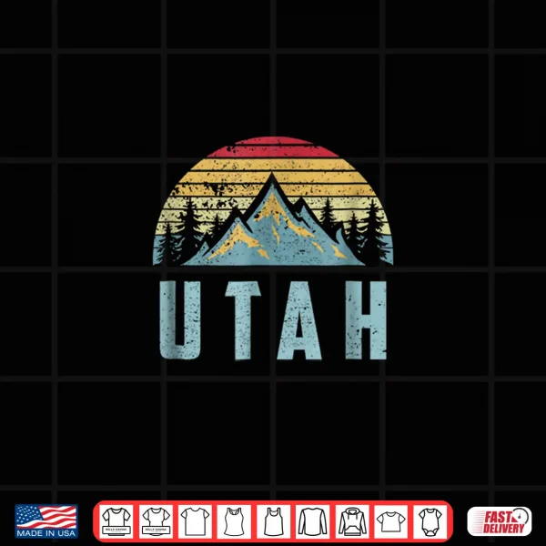 Design Utah Tee Retro Vintage Mountains Hiking Nature T Shirt