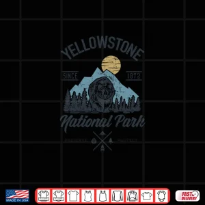 Design Vintage Retro Yellowstone National Park Hiking Shirt Long Sleeve Shirt