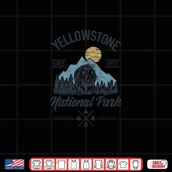 Design Vintage Retro Yellowstone National Park Hiking Shirt Long Sleeve Shirt